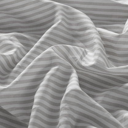 Royal Comfort Stripes Linen Blend Sheet Set Bedding Luxury Breathable Ultra Soft - Queen - Grey-Home &amp; Garden &gt; Bedding-PEROZ Accessories