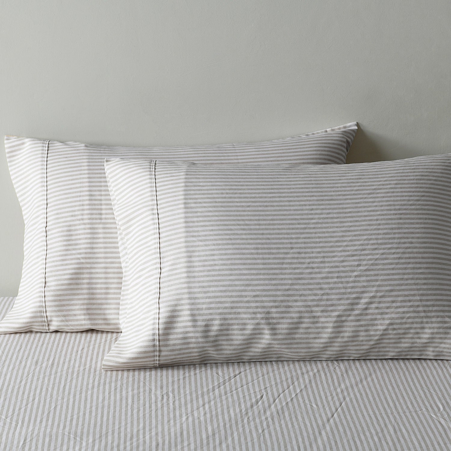Royal Comfort Stripes Linen Blend Sheet Set Bedding Luxury Breathable Ultra Soft - Queen - Grey-Home &amp; Garden &gt; Bedding-PEROZ Accessories