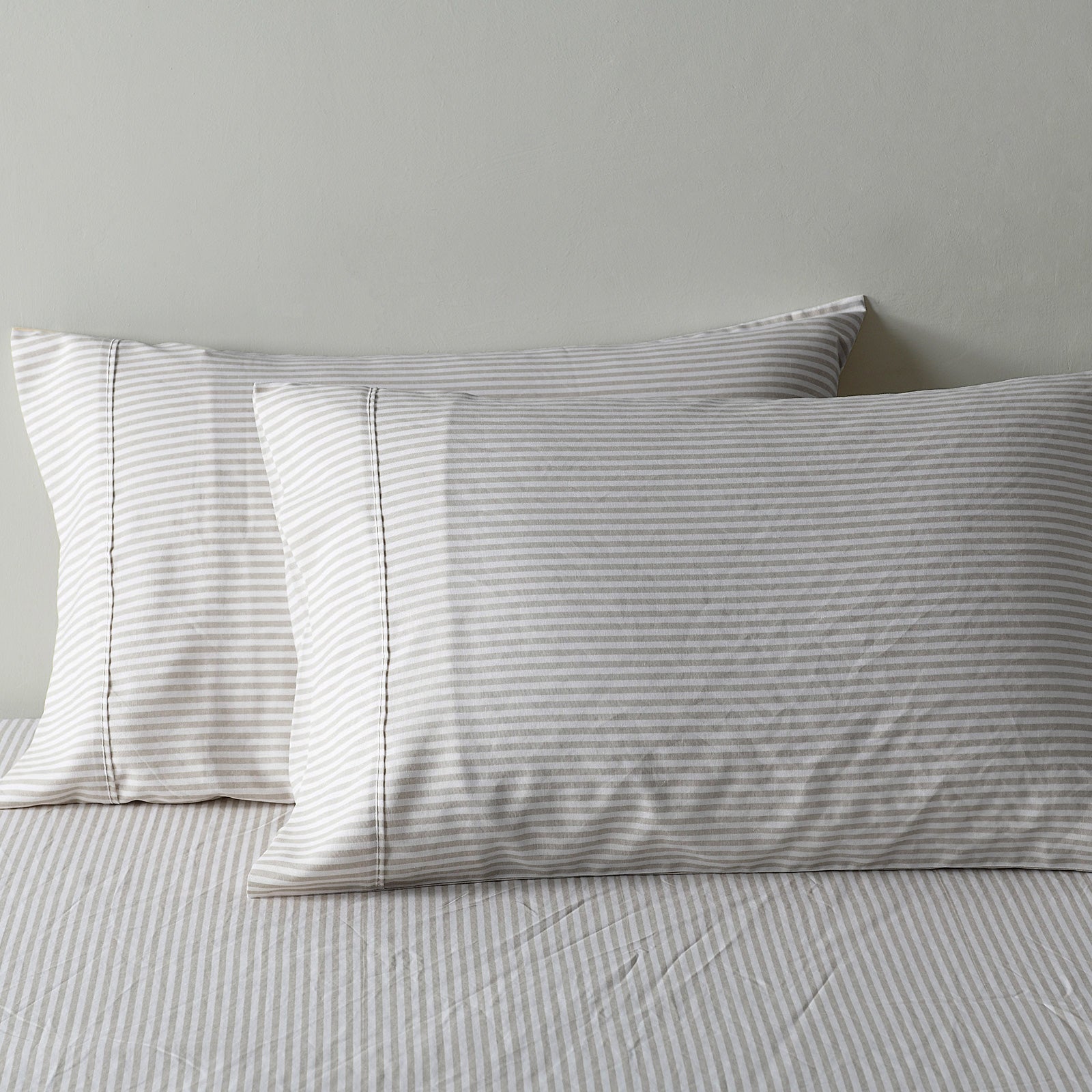 Royal Comfort Stripes Linen Blend Sheet Set Bedding Luxury Breathable Ultra Soft - Queen - Grey-Home &amp; Garden &gt; Bedding-PEROZ Accessories