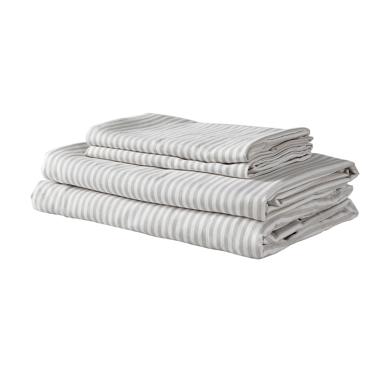 Royal Comfort Stripes Linen Blend Sheet Set Bedding Luxury Breathable Ultra Soft - Queen - Grey-Home &amp; Garden &gt; Bedding-PEROZ Accessories