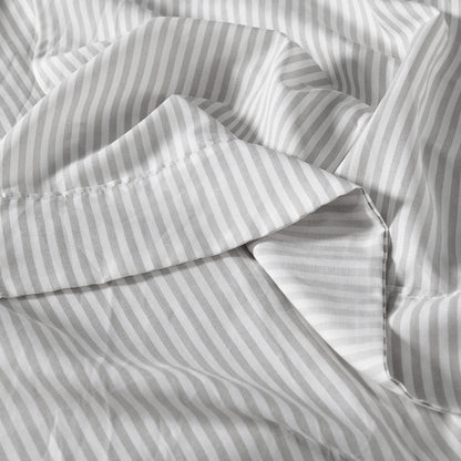Royal Comfort Stripes Linen Blend Sheet Set Bedding Luxury Breathable Ultra Soft - Queen - Grey-Home &amp; Garden &gt; Bedding-PEROZ Accessories