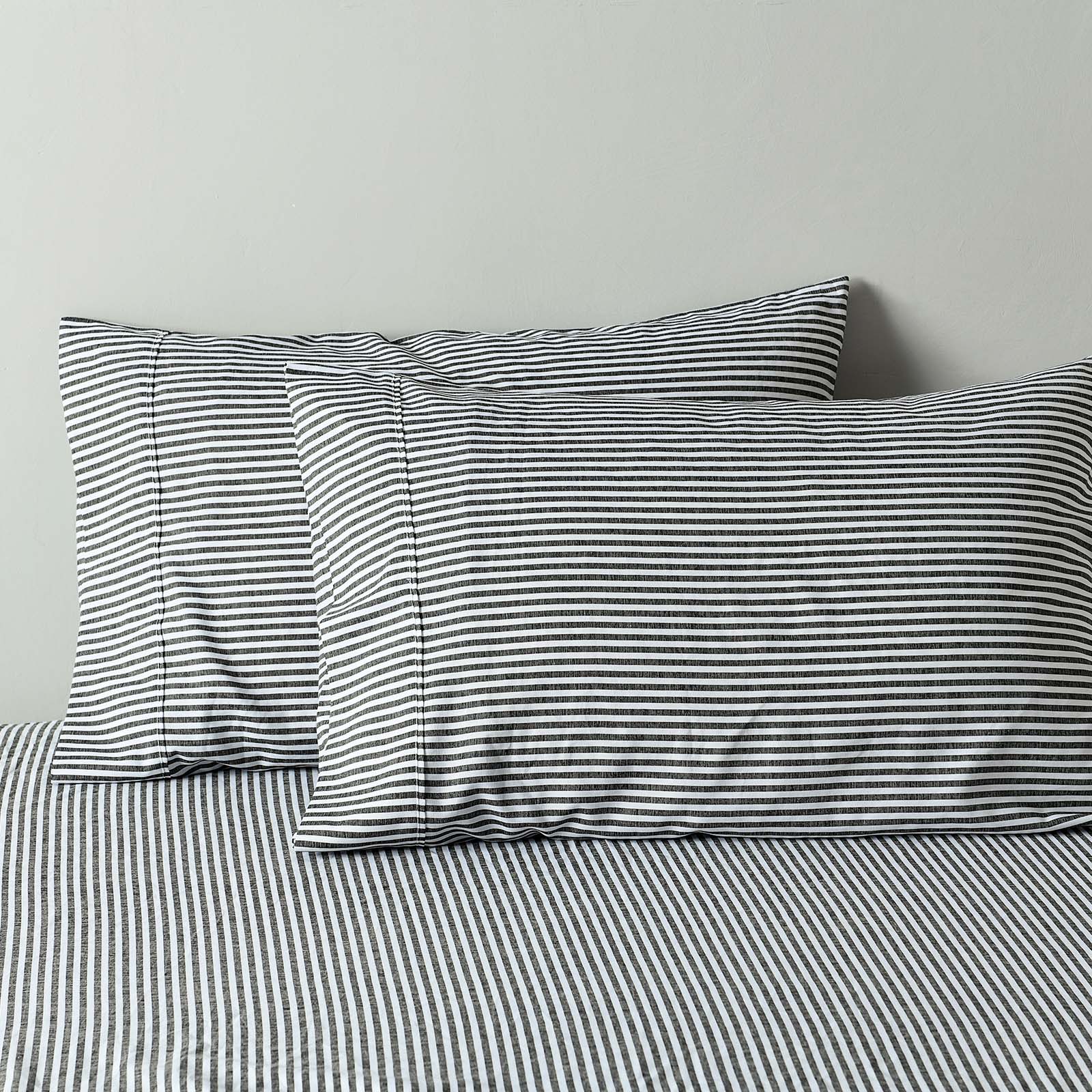 Royal Comfort Stripes Linen Blend Sheet Set Bedding Luxury Breathable Ultra Soft - King - Charcoal-Home &amp; Garden &gt; Bedding-PEROZ Accessories