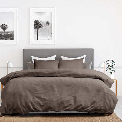 Royal Comfort Kensington 1200 Thread Count 100% Cotton Stripe Quilt Cover Set - King - Charcoal-Home &amp; Garden &gt; Bedding-PEROZ Accessories