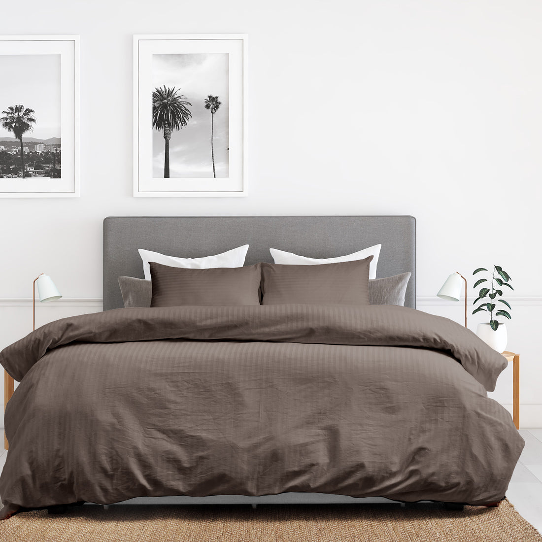 Royal Comfort Kensington 1200 Thread Count 100% Cotton Stripe Quilt Cover Set - Super King - Charcoal-Home &amp; Garden &gt; Bedding-PEROZ Accessories