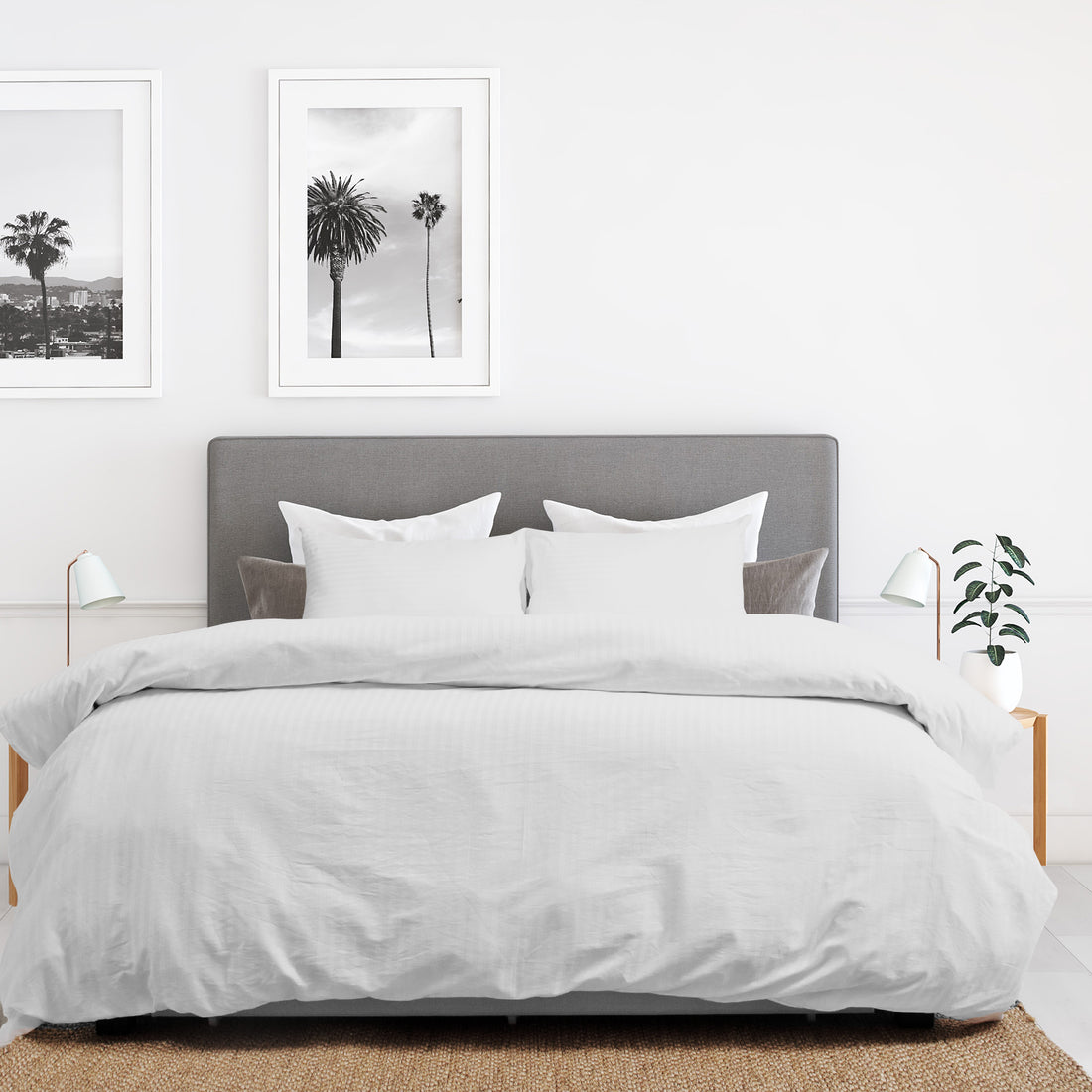 Royal Comfort Kensington 1200 Thread Count 100% Cotton Stripe Quilt Cover Set - Queen - White-Home &amp; Garden &gt; Bedding-PEROZ Accessories