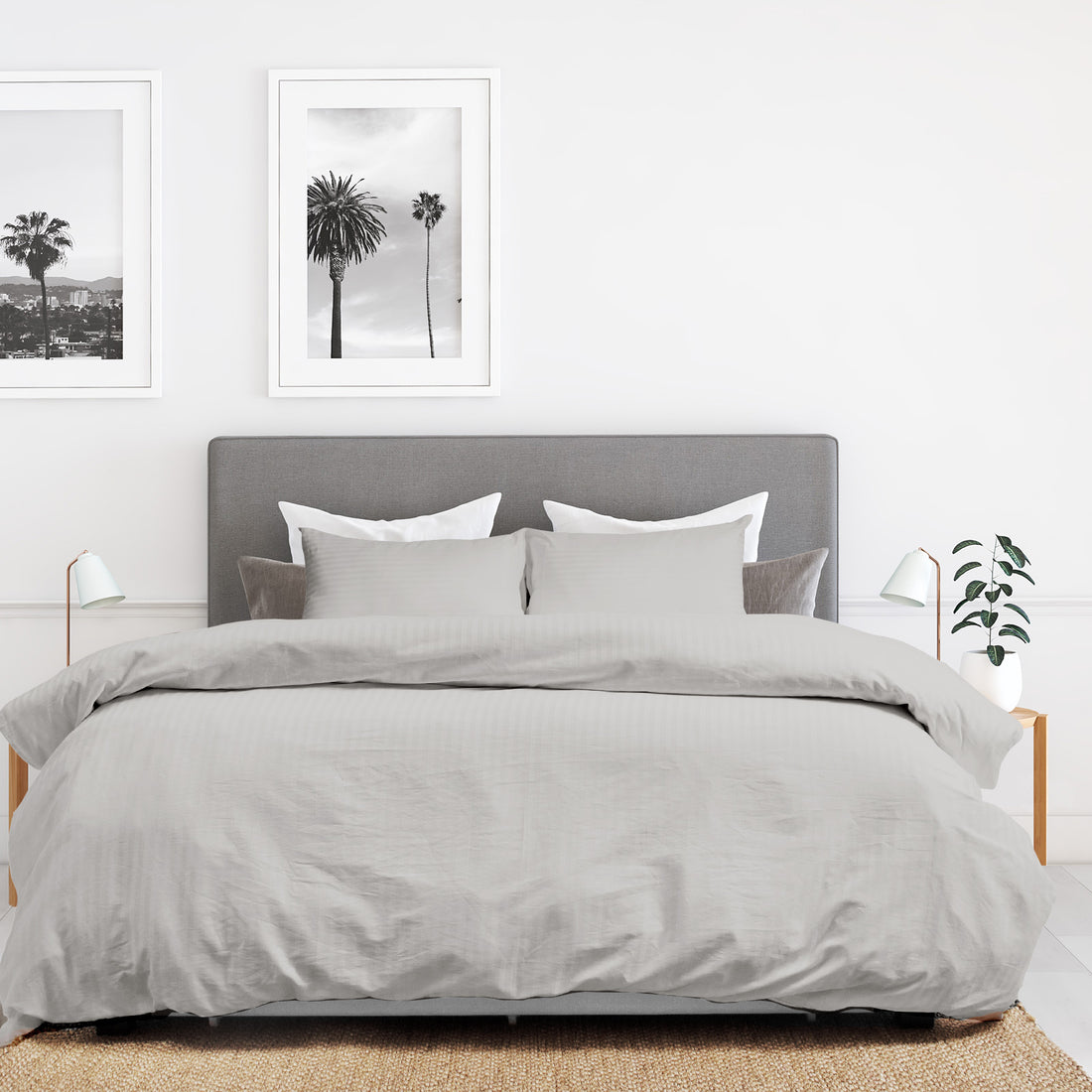 Royal Comfort Kensington 1200 Thread Count 100% Cotton Stripe Quilt Cover Set - King - Grey-Home &amp; Garden &gt; Bedding-PEROZ Accessories