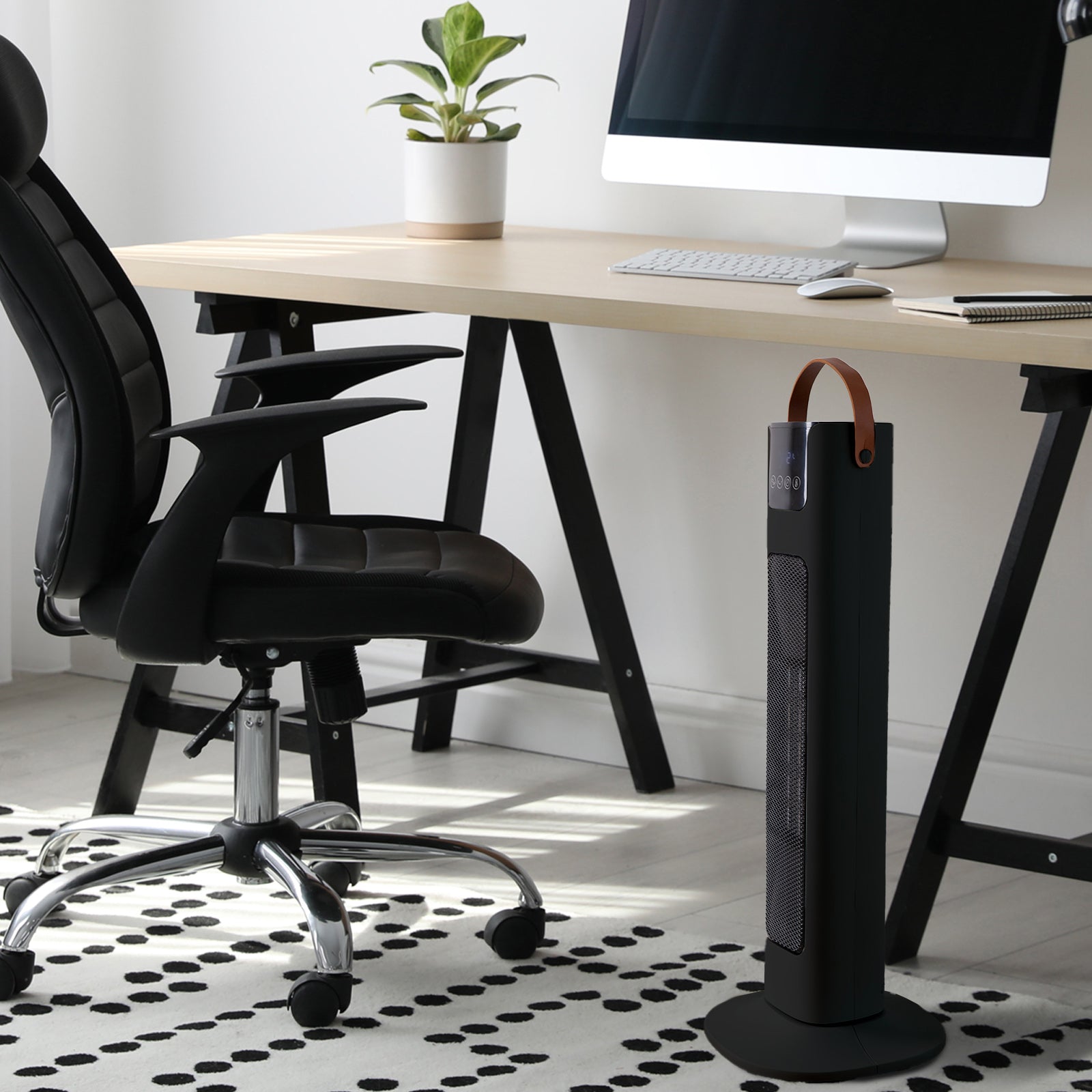 Pursonic Electric Ceramic Tower Heater Portable Oscillating Remote Control - Black-Appliances &gt; Heaters-PEROZ Accessories