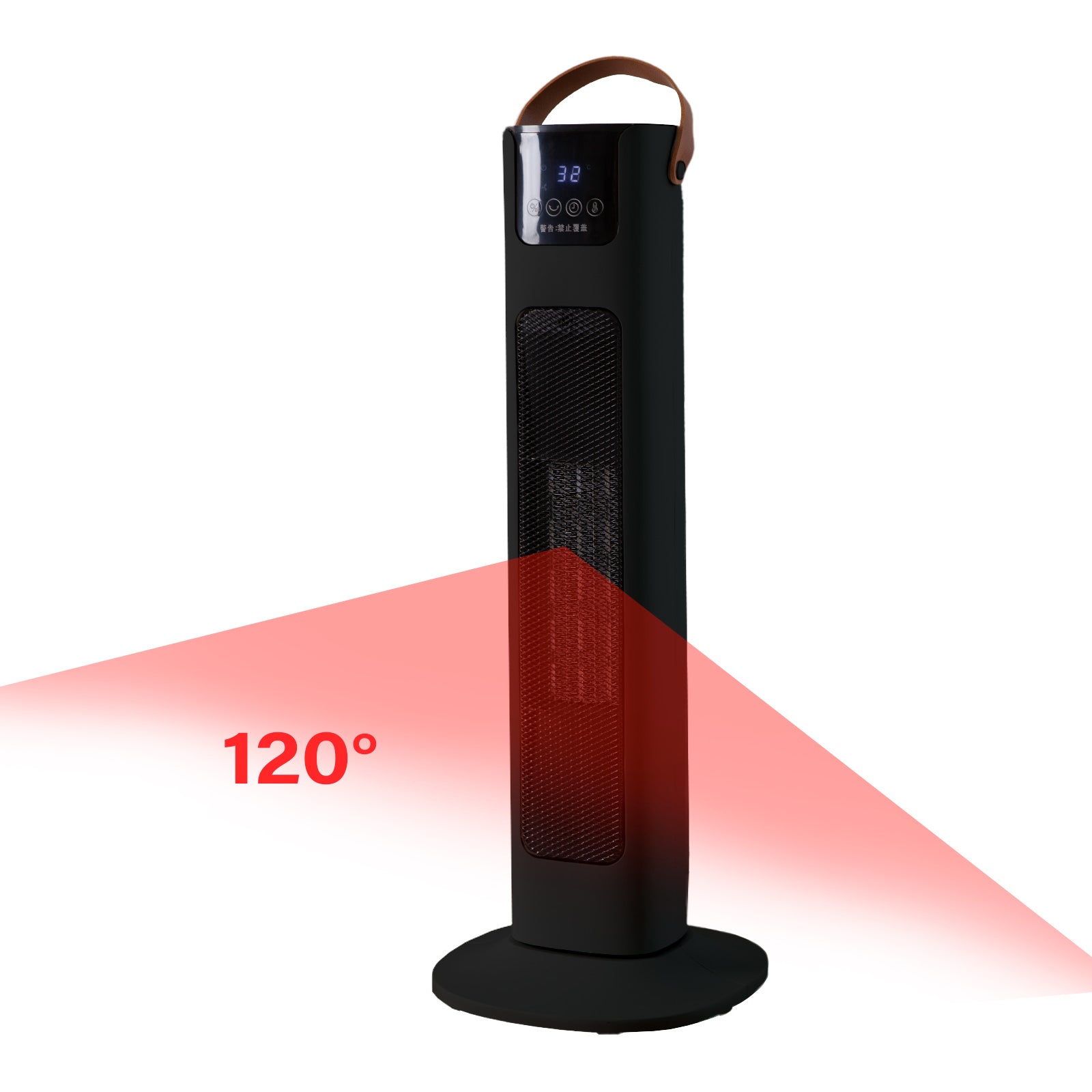 Pursonic Electric Ceramic Tower Heater Portable Oscillating Remote Control - Black-Appliances &gt; Heaters-PEROZ Accessories