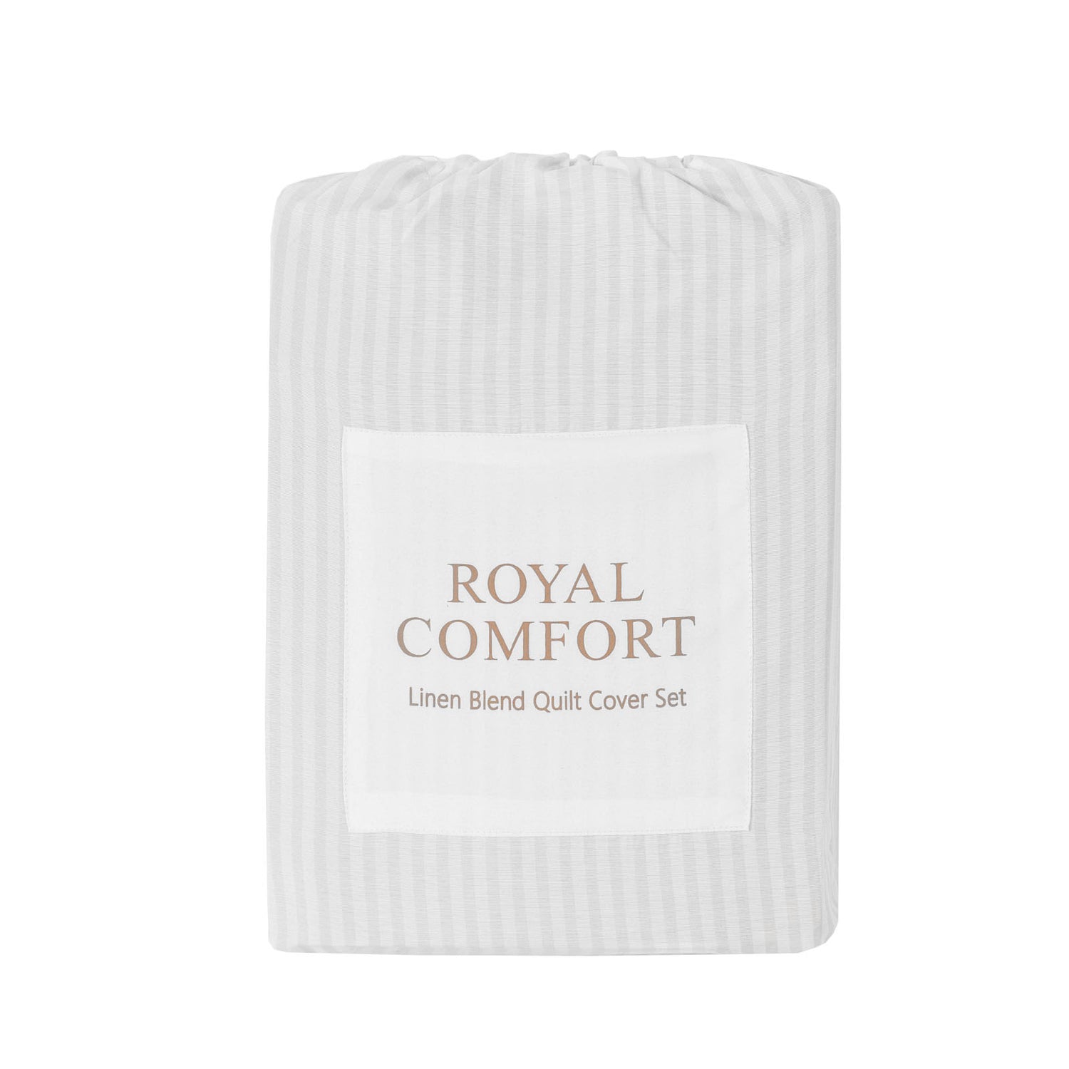Royal Comfort Striped Flax Linen Blend Quilt Cover Set Soft Touch Bedding - Queen - Grey-Home &amp; Garden &gt; Bedding-PEROZ Accessories