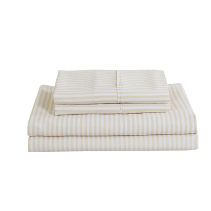 Royal Comfort Striped Flax Linen Blend Quilt Cover Set Soft Touch Bedding - King - Beige-Home &amp; Garden &gt; Bedding-PEROZ Accessories