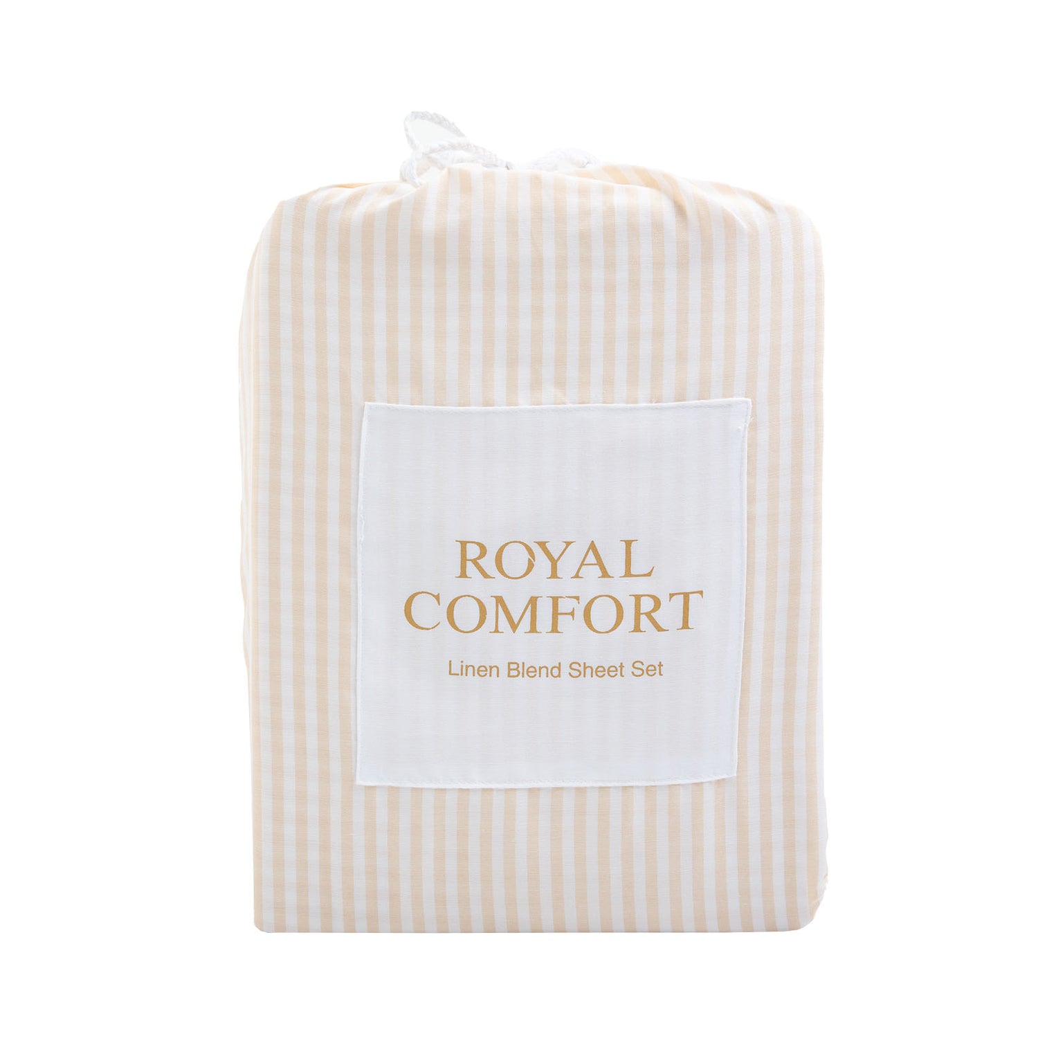 Royal Comfort Striped Flax Linen Blend Quilt Cover Set Soft Touch Bedding - King - Beige-Home &amp; Garden &gt; Bedding-PEROZ Accessories