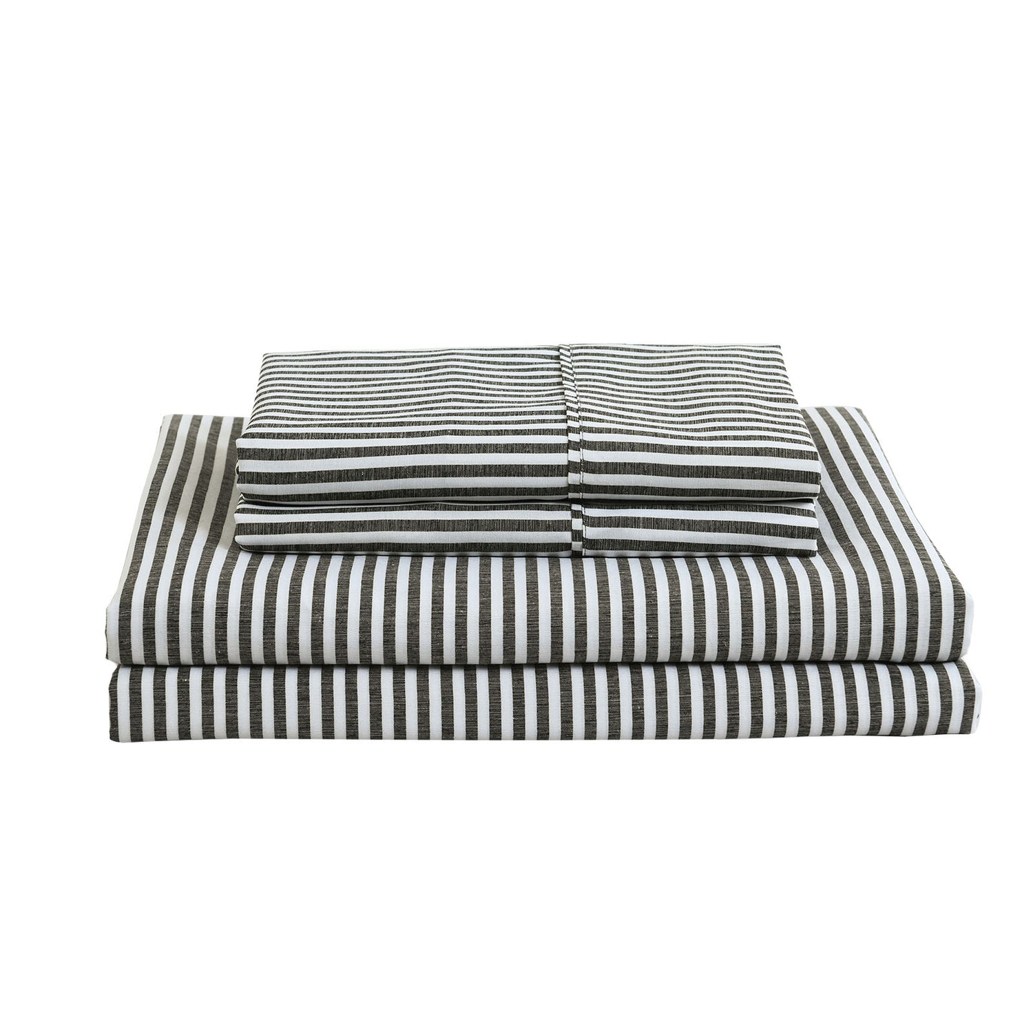 Royal Comfort Striped Flax Linen Blend Quilt Cover Set Soft Touch Bedding - King - Charcoal-Home &amp; Garden &gt; Bedding-PEROZ Accessories