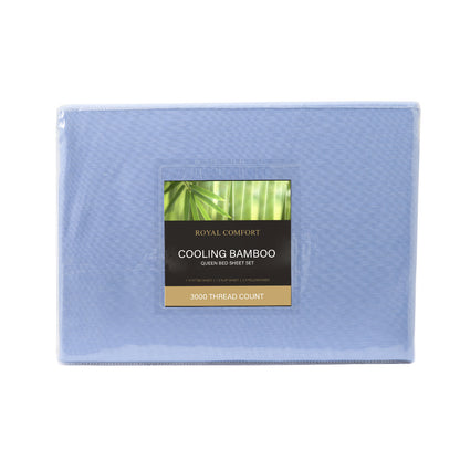 Royal Comfort 3000 Thread Count Bamboo Cooling Sheet Set - Queen - Light Blue-Home &amp; Garden &gt; Bedding-PEROZ Accessories