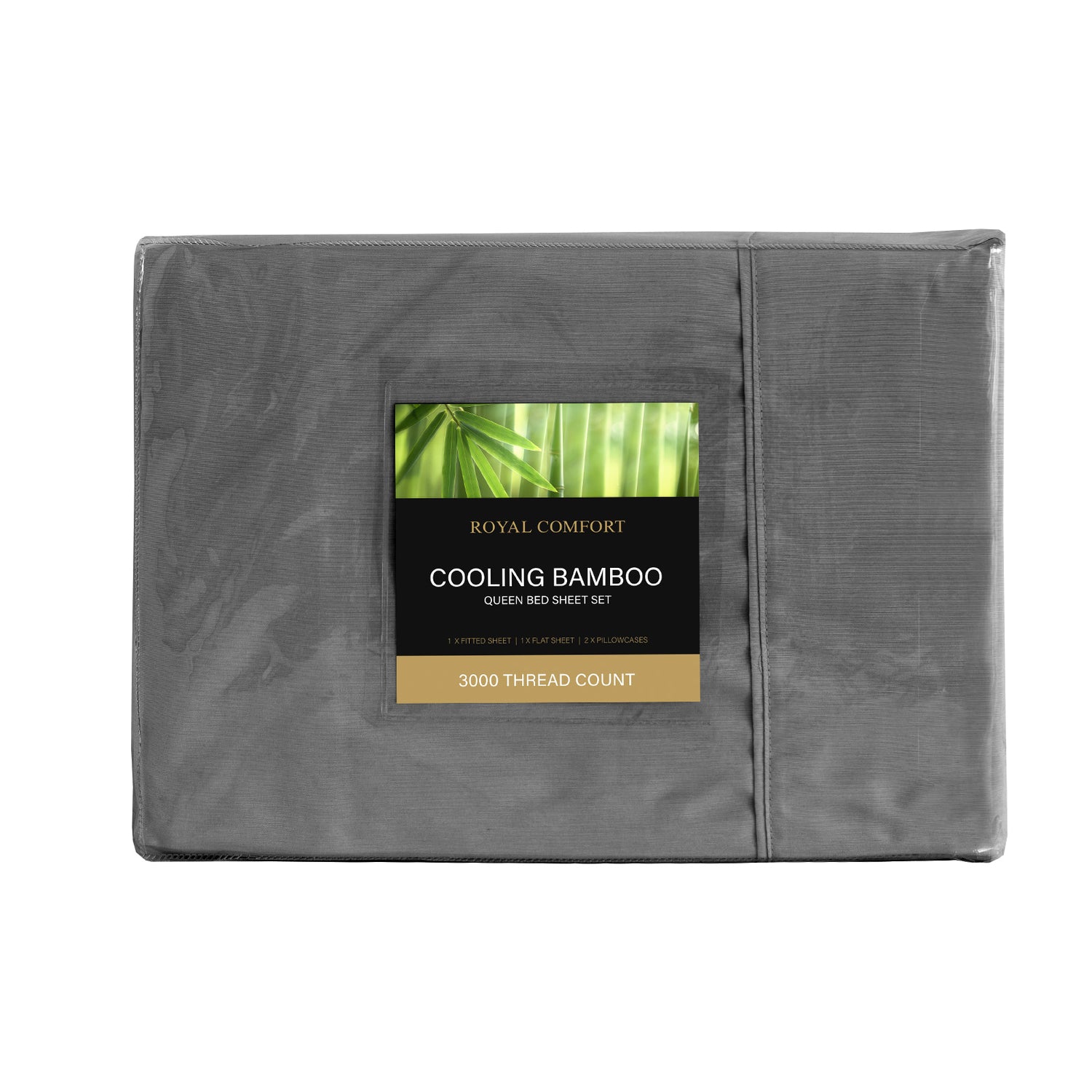 Royal Comfort 3000 Thread Count Bamboo Cooling Sheet Set - Queen - Charcoal-Home &amp; Garden &gt; Bedding-PEROZ Accessories