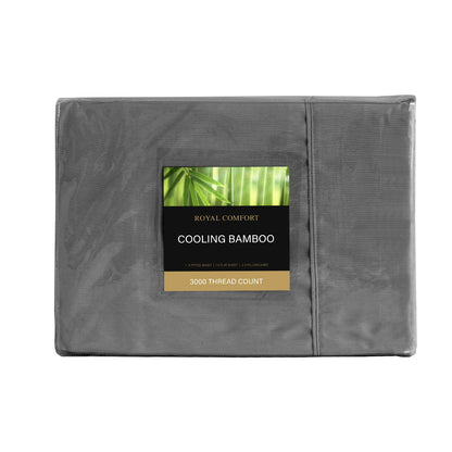 Royal Comfort 3000 Thread Count Bamboo Cooling Sheet Set - King - Charcoal-Home &amp; Garden &gt; Bedding-PEROZ Accessories