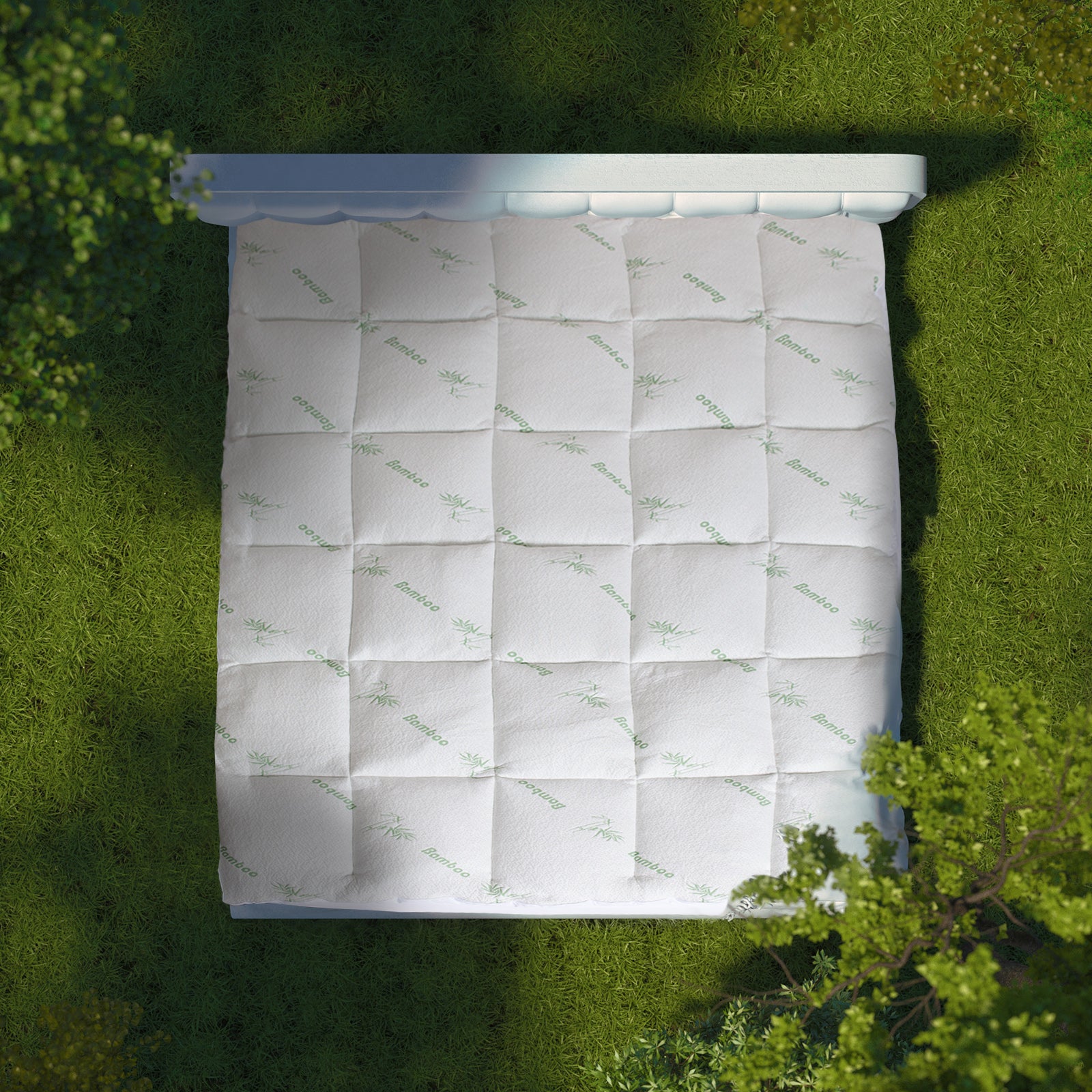Royal Comfort 1000GSM Luxury Bamboo Covered Mattress Topper Ball Fibre Gusset - King - White-Home &amp; Garden &gt; Bedding-PEROZ Accessories