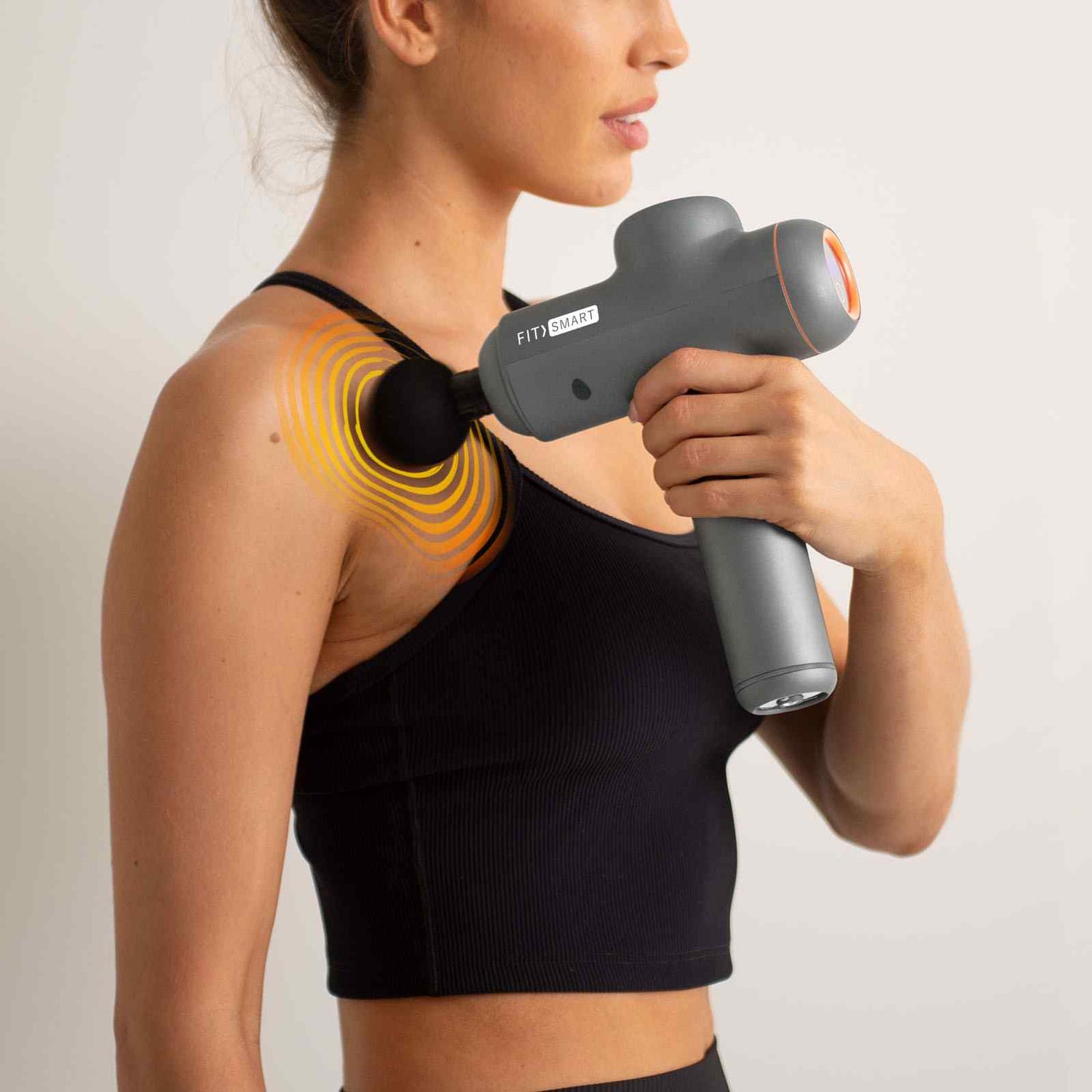 FitSmart LED Touch Screen POWER-X Vibration Therapy Device Massage Gun Grey-Massagers-PEROZ Accessories