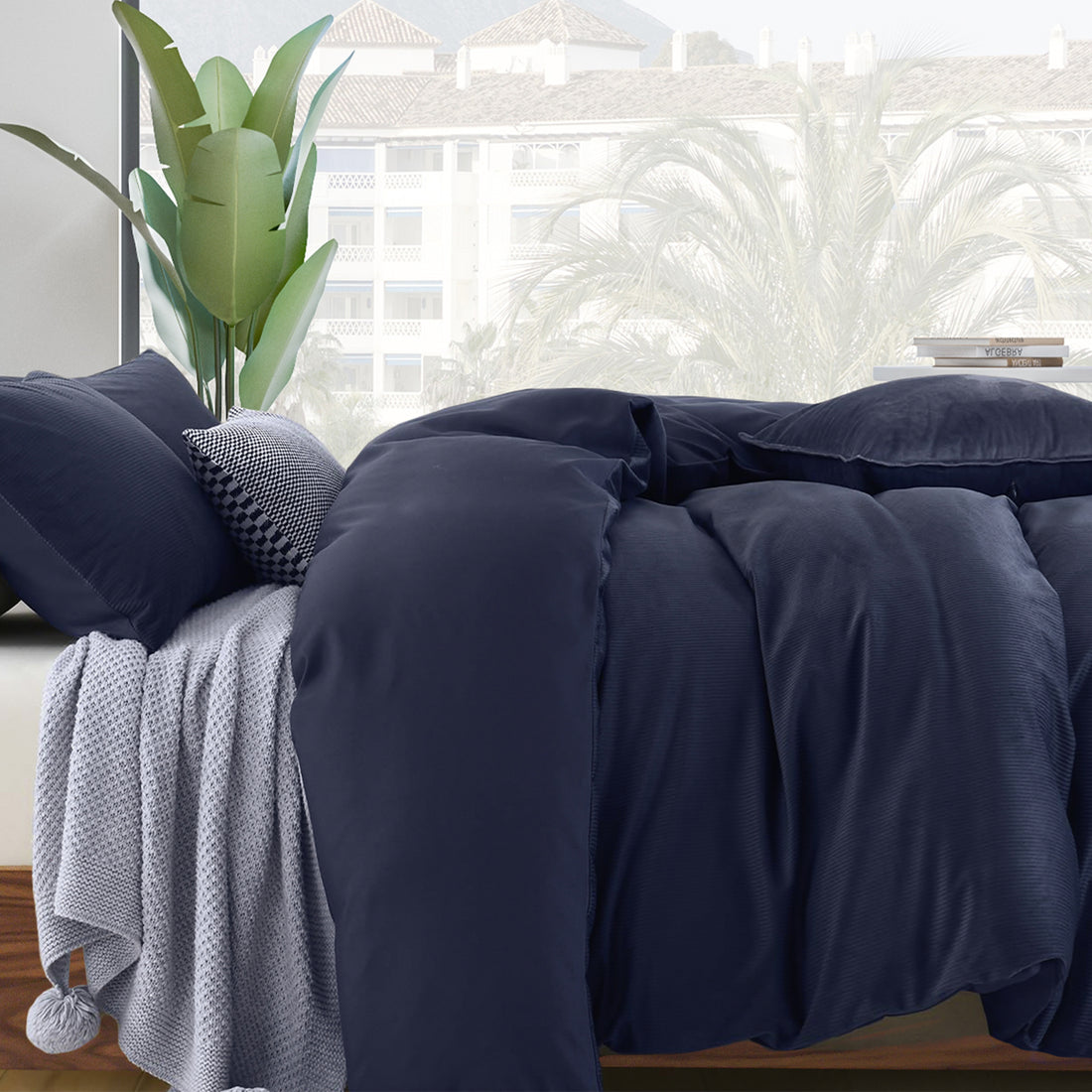 Royal Comfort Velvet Corduroy Quilt Cover Set Super Soft Luxurious Warmth - King - Navy-Home &amp; Garden &gt; Bedding-PEROZ Accessories