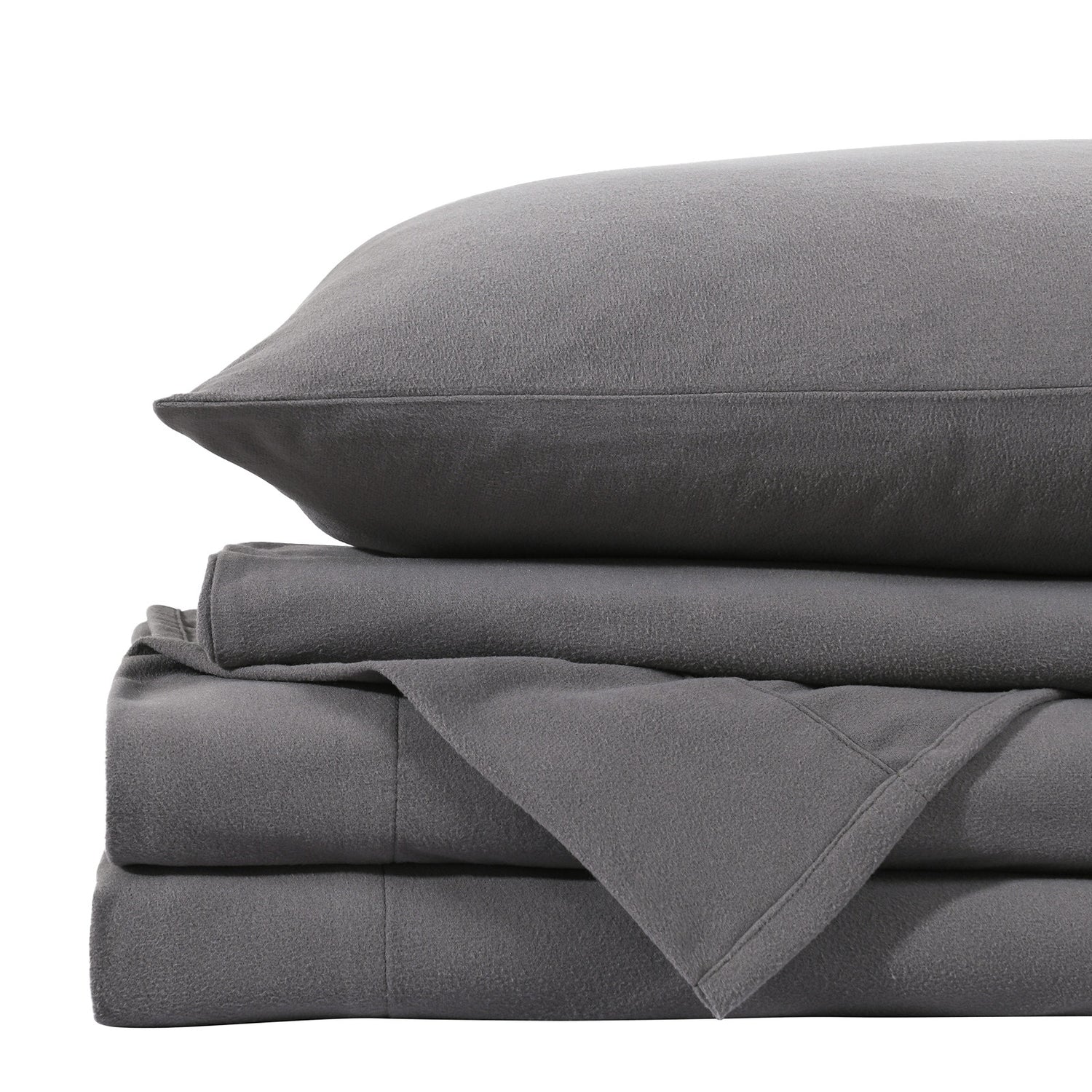 Royal Comfort Polar Fleece Flannel Sheet Set Ultra Soft Plush Cozy - Single - Charcoal-Bed Sheets-PEROZ Accessories