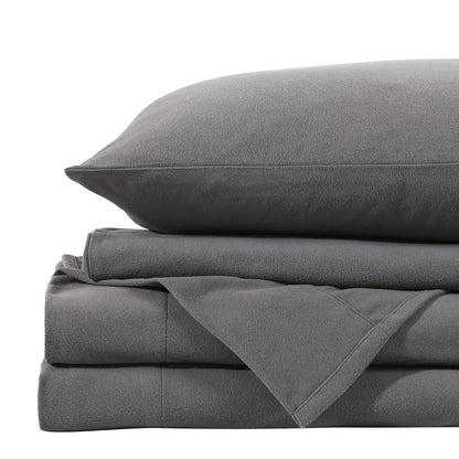 Royal Comfort Polar Fleece Flannel Sheet Set Ultra Soft Plush Cozy - Single - Charcoal-Bed Sheets-PEROZ Accessories