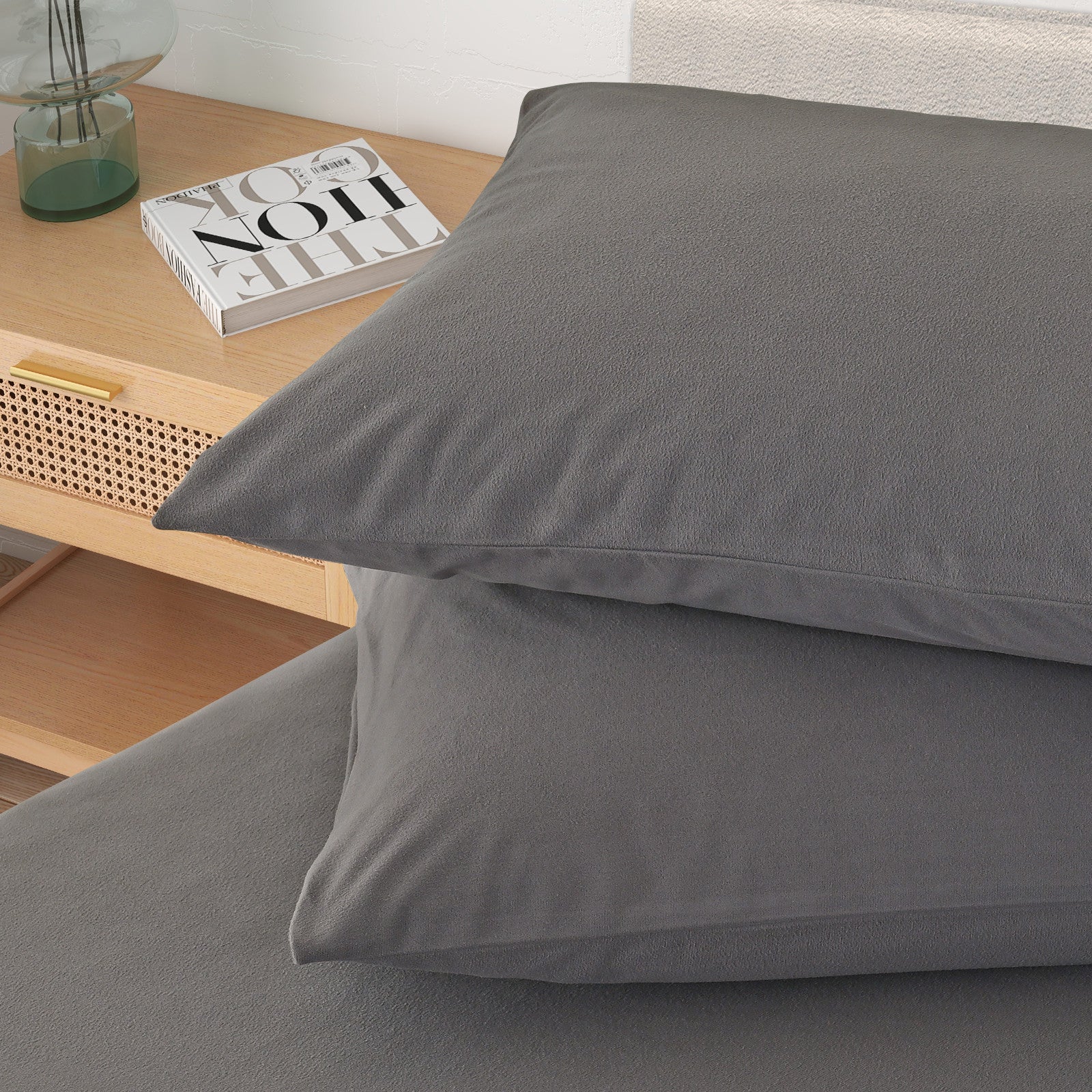 Royal Comfort Polar Fleece Flannel Sheet Set Ultra Soft Plush Cozy - Single - Charcoal-Bed Sheets-PEROZ Accessories