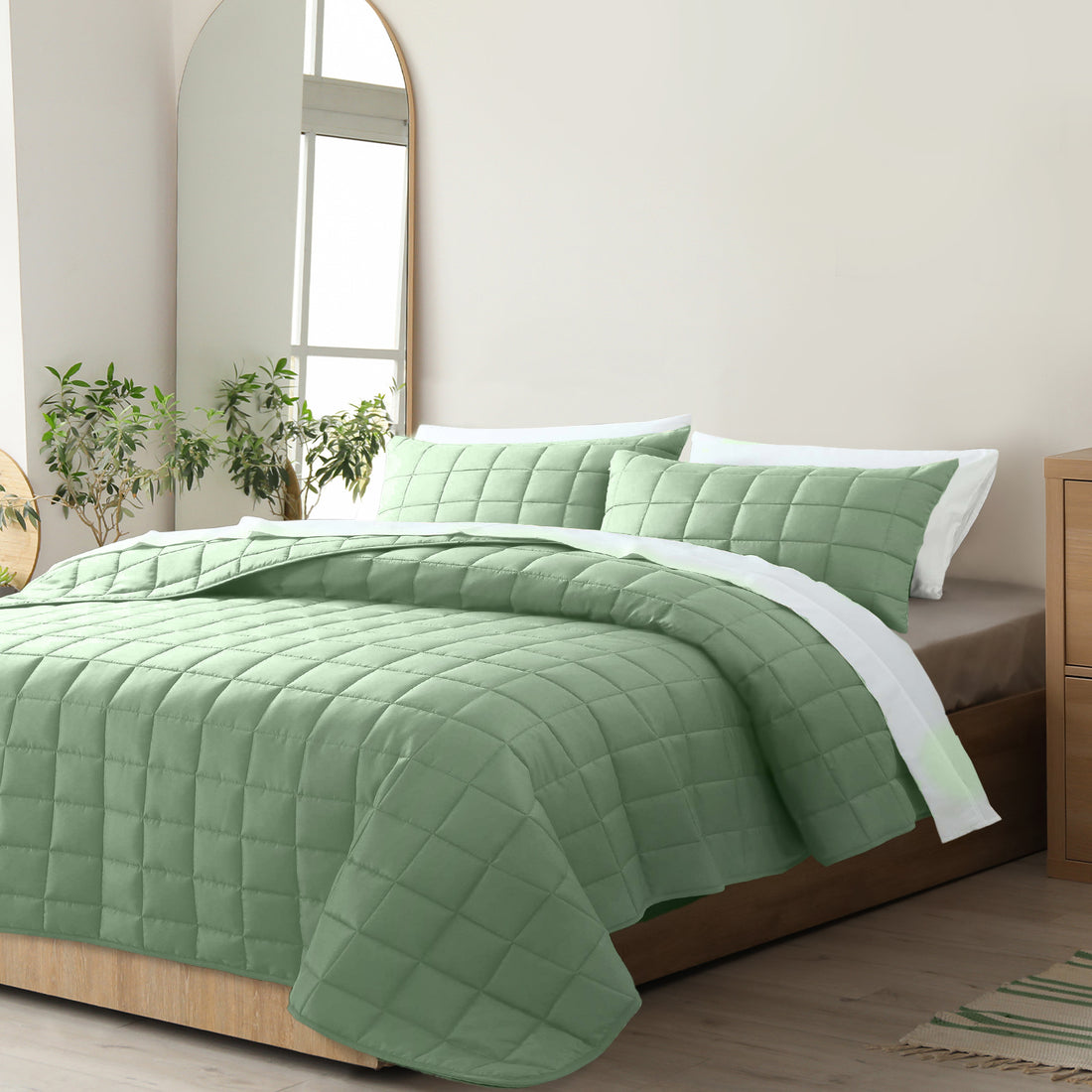 Royal Comfort Coverlet Set Bedspread Soft Touch Easy Care Breathable 3 Piece Set - King - Sage-Home &amp; Garden &gt; Bedding-PEROZ Accessories