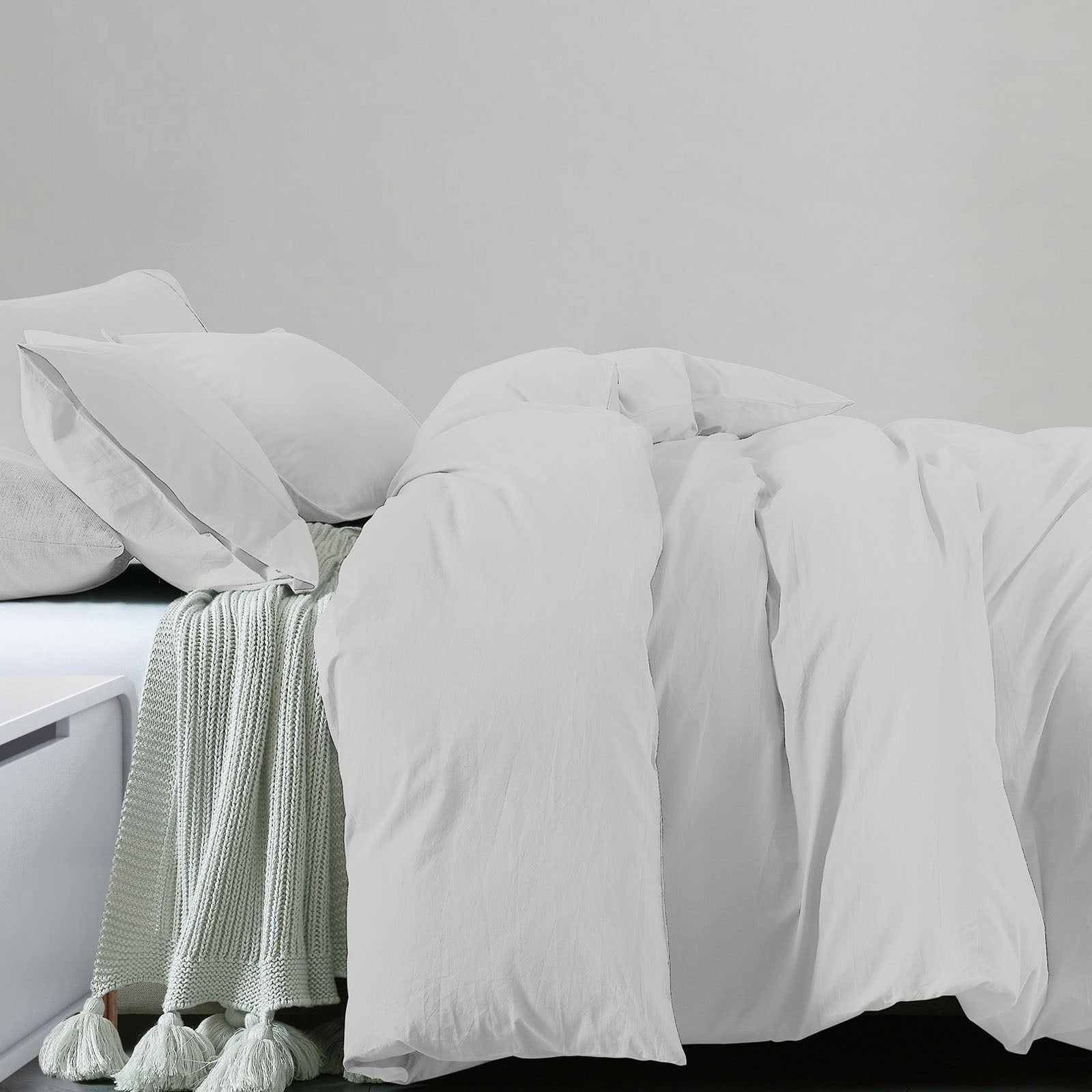 Royal Comfort 100% Jersey Cotton Quilt Cover Set Ultra Soft Bedding Luxurious - King - Grey Marle-Home &amp; Garden &gt; Bedding-PEROZ Accessories