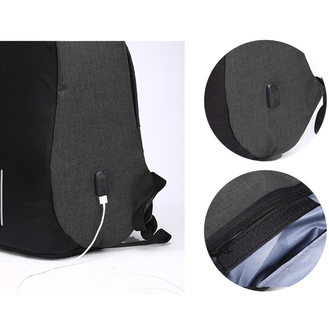 Anti Theft Backpack Waterproof bag School Travel Laptop Bags USB Charging - Black-Backpacks-PEROZ Accessories