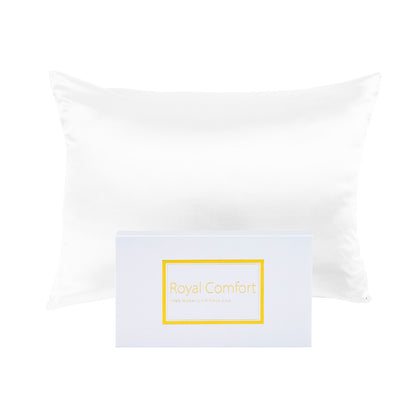 Royal Comfort Mulberry Soft Silk Hypoallergenic Pillowcase Twin Pack 51 x 76cm - White-Pillowcases-PEROZ Accessories