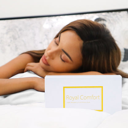 Royal Comfort Mulberry Soft Silk Hypoallergenic Pillowcase Twin Pack 51 x 76cm - White-Pillowcases-PEROZ Accessories