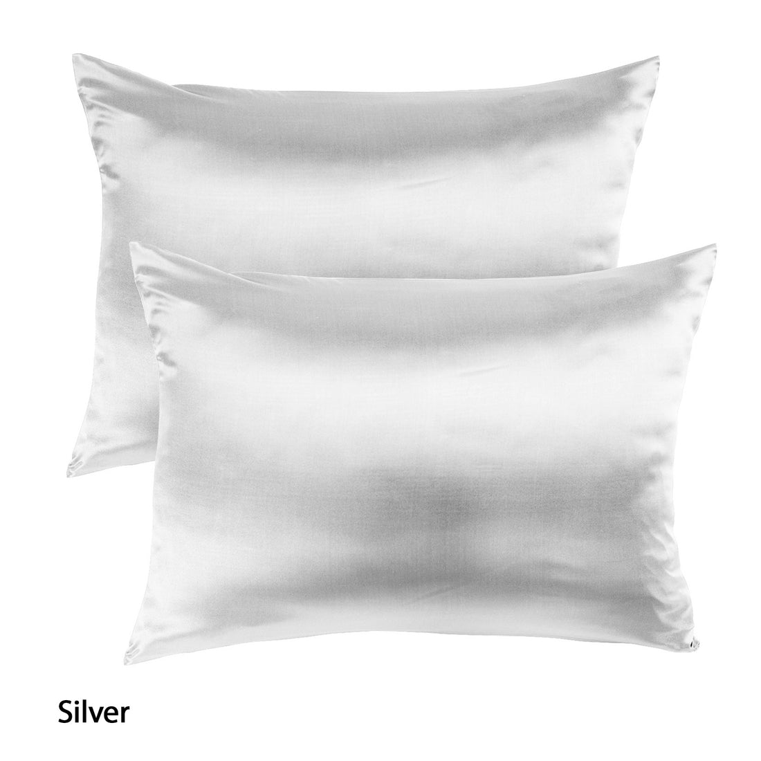 Royal Comfort Mulberry Soft Silk Hypoallergenic Pillowcase Twin Pack 51 x 76cm - Silver-Pillowcases-PEROZ Accessories
