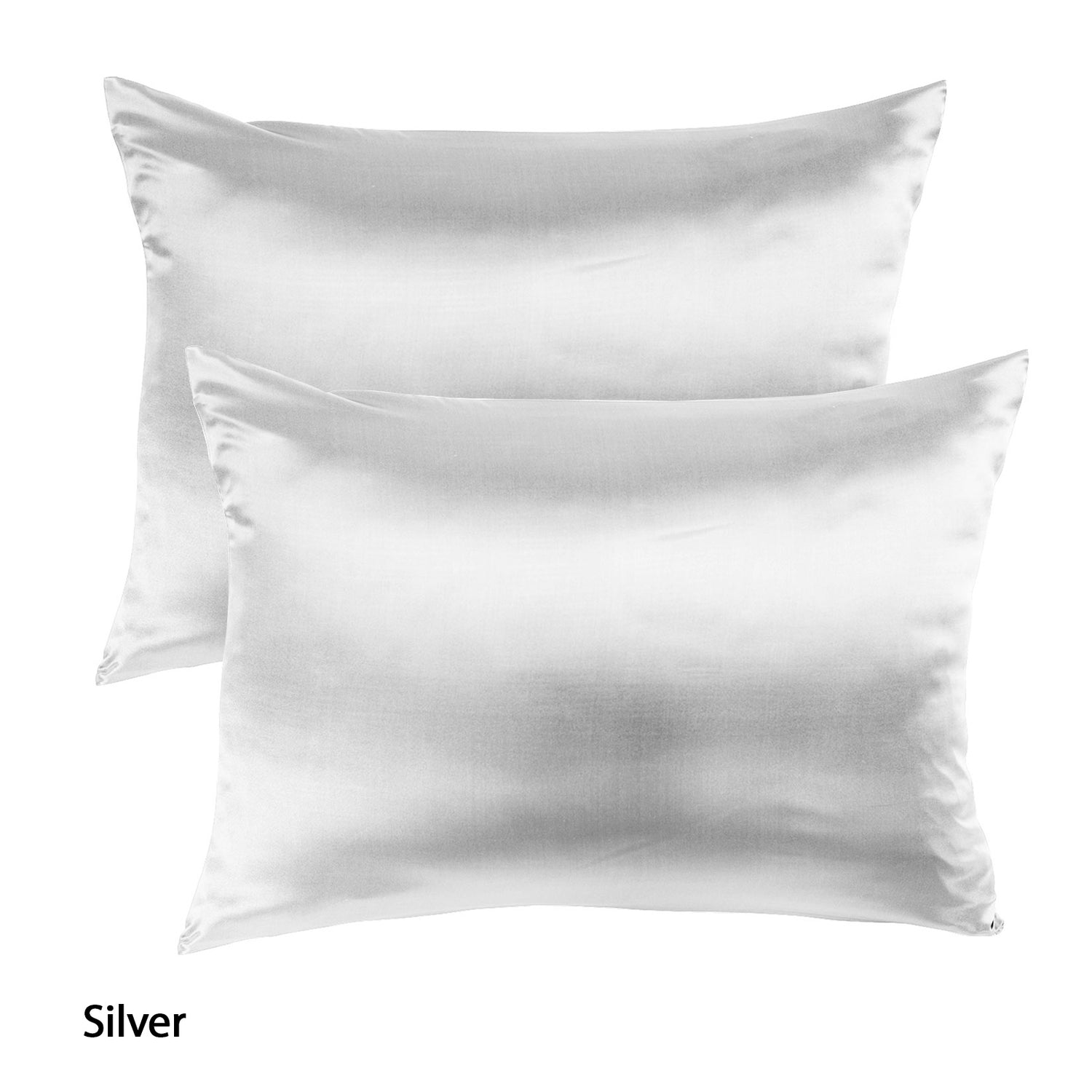 Royal Comfort Mulberry Soft Silk Hypoallergenic Pillowcase Twin Pack 51 x 76cm - Silver-Pillowcases-PEROZ Accessories