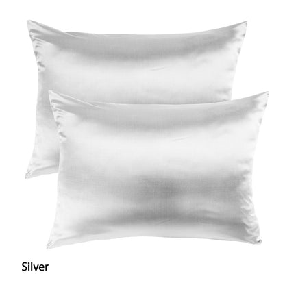 Royal Comfort Mulberry Soft Silk Hypoallergenic Pillowcase Twin Pack 51 x 76cm - Silver-Pillowcases-PEROZ Accessories