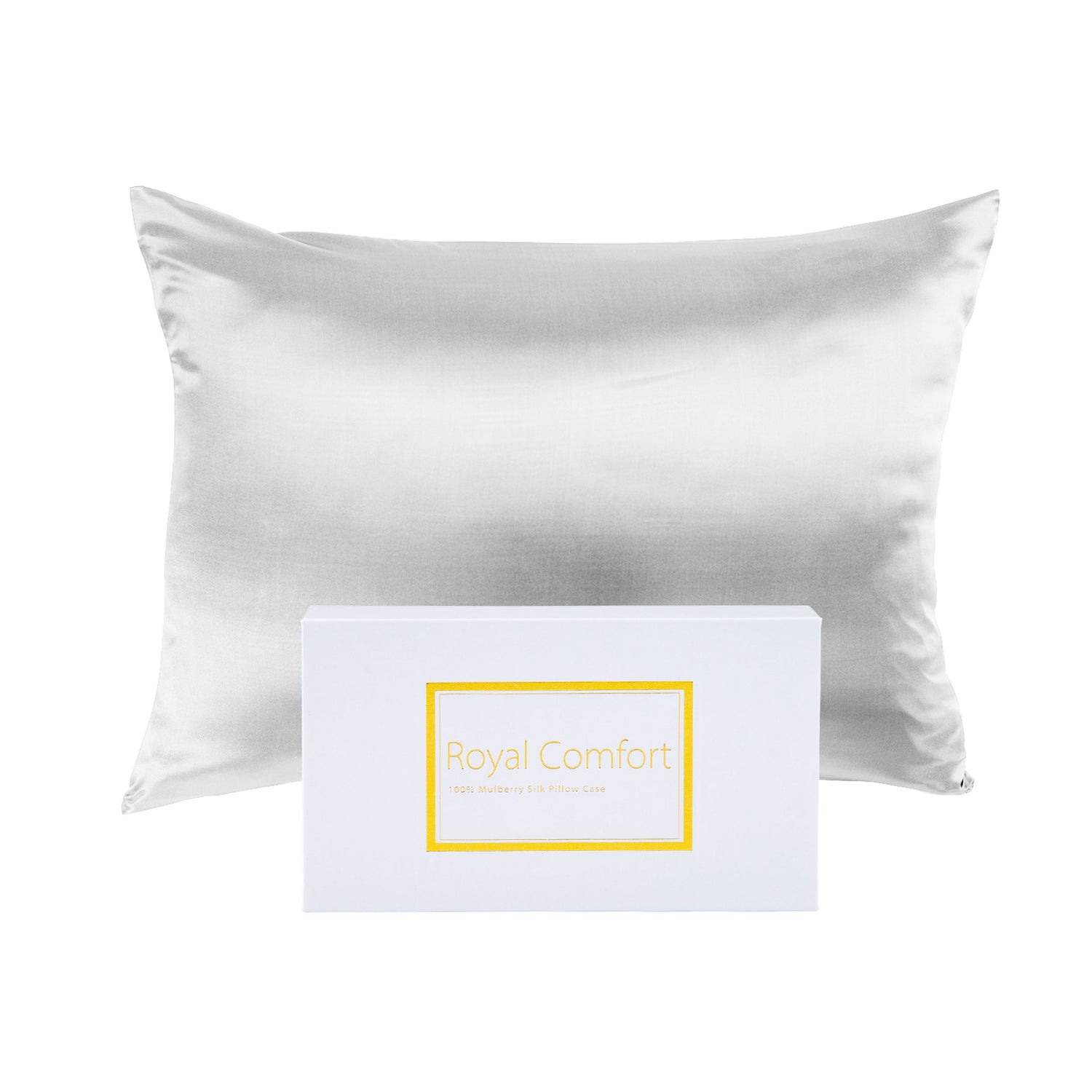 Royal Comfort Mulberry Soft Silk Hypoallergenic Pillowcase Twin Pack 51 x 76cm - Silver-Pillowcases-PEROZ Accessories