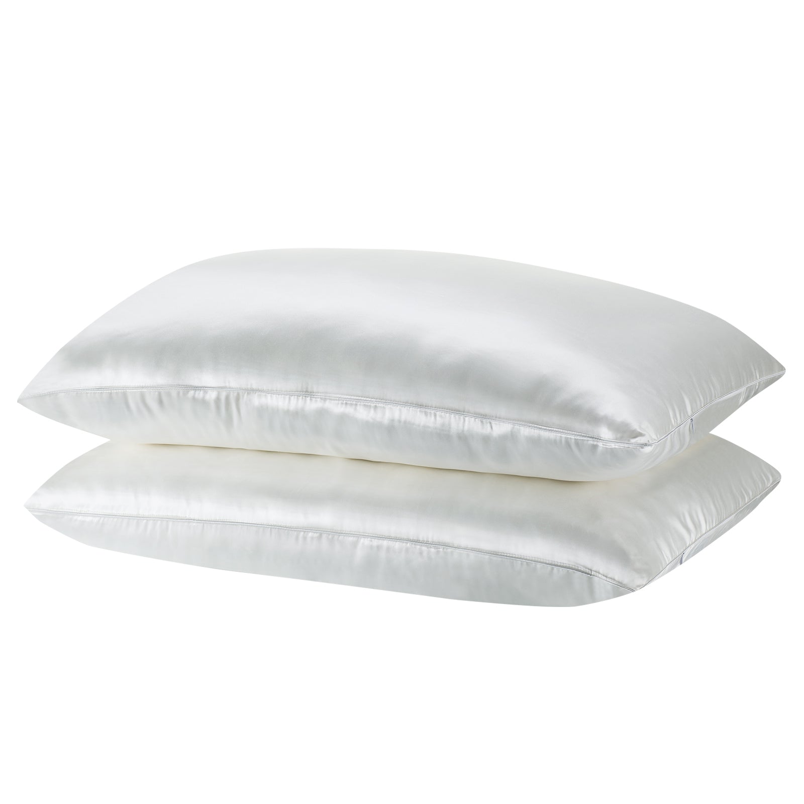 Royal Comfort Mulberry Soft Silk Hypoallergenic Pillowcase Twin Pack 51 x 76cm - Silver-Pillowcases-PEROZ Accessories
