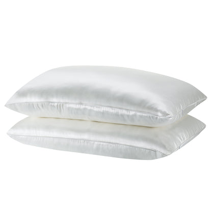 Royal Comfort Mulberry Soft Silk Hypoallergenic Pillowcase Twin Pack 51 x 76cm - Silver-Pillowcases-PEROZ Accessories