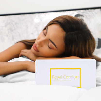 Royal Comfort Mulberry Soft Silk Hypoallergenic Pillowcase Twin Pack 51 x 76cm - Silver-Pillowcases-PEROZ Accessories