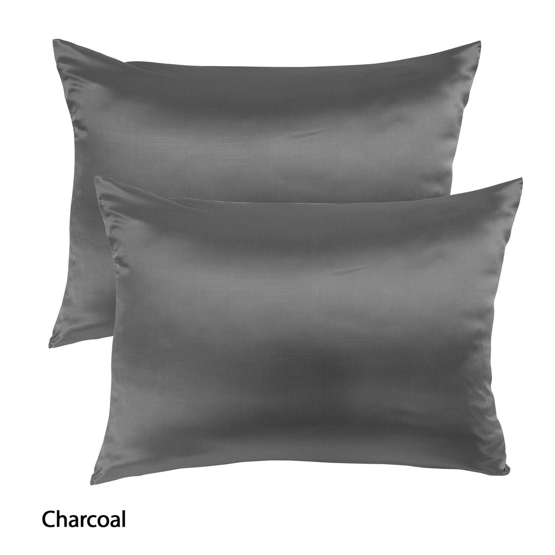 Royal Comfort Mulberry Soft Silk Hypoallergenic Pillowcase Twin Pack 51 x 76cm - Charcoal-Pillowcases-PEROZ Accessories