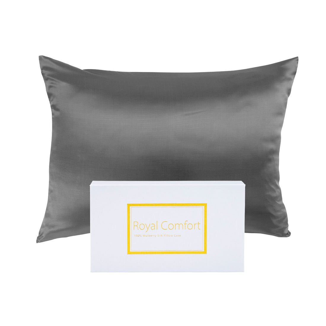 Royal Comfort Mulberry Soft Silk Hypoallergenic Pillowcase Twin Pack 51 x 76cm - Charcoal-Pillowcases-PEROZ Accessories