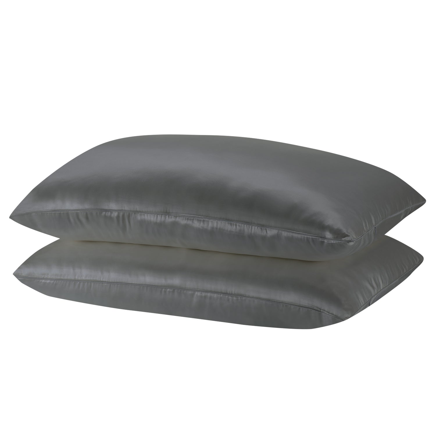 Royal Comfort Mulberry Soft Silk Hypoallergenic Pillowcase Twin Pack 51 x 76cm - Charcoal-Pillowcases-PEROZ Accessories