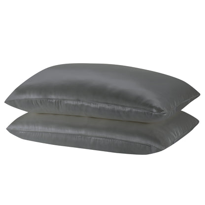 Royal Comfort Mulberry Soft Silk Hypoallergenic Pillowcase Twin Pack 51 x 76cm - Charcoal-Pillowcases-PEROZ Accessories
