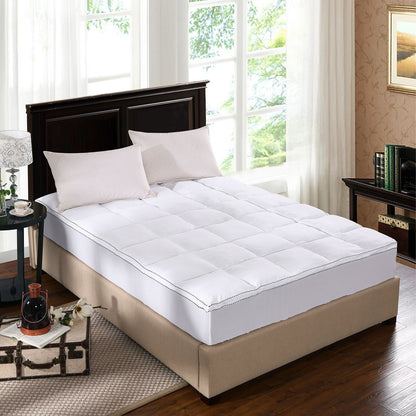 Royal Comfort 1000GSM Luxury Bamboo Fabric Gusset Mattress Pad Topper Cover - King - White-Mattress Protectors-PEROZ Accessories