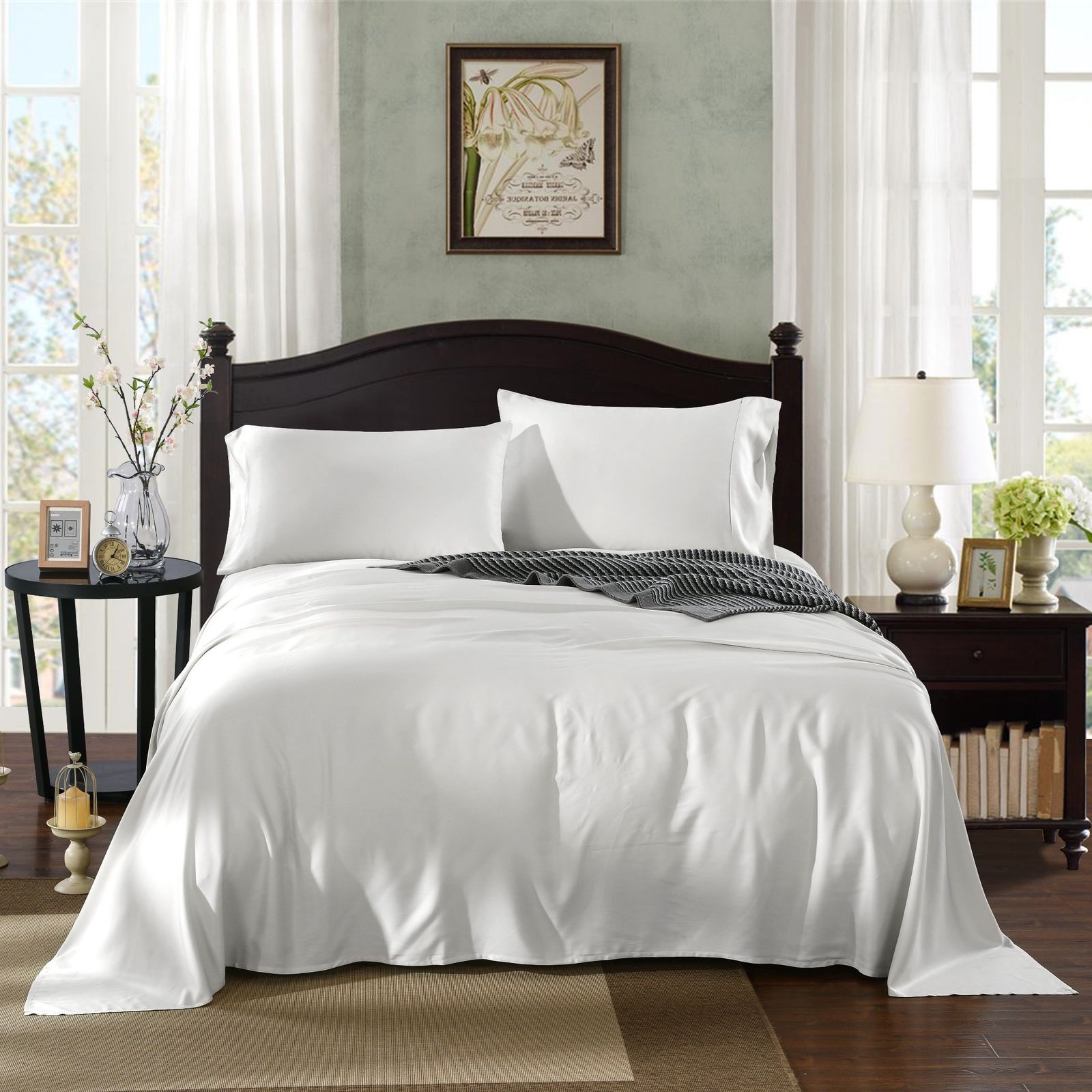 Royal Comfort 100% Natural Bamboo 1000 Thread Count Collection Sheet Set - King - White-Home &amp; Garden &gt; Bedding-PEROZ Accessories
