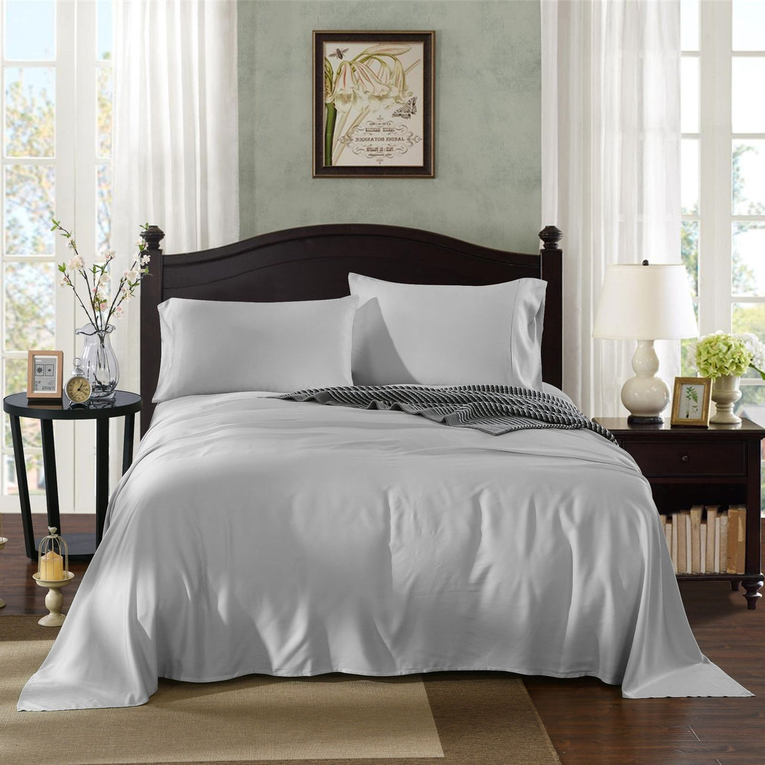 Royal Comfort 100% Natural Bamboo 1000 Thread Count Collection Sheet Set - King - Silver (Cloud Grey)-Home &amp; Garden &gt; Bedding-PEROZ Accessories