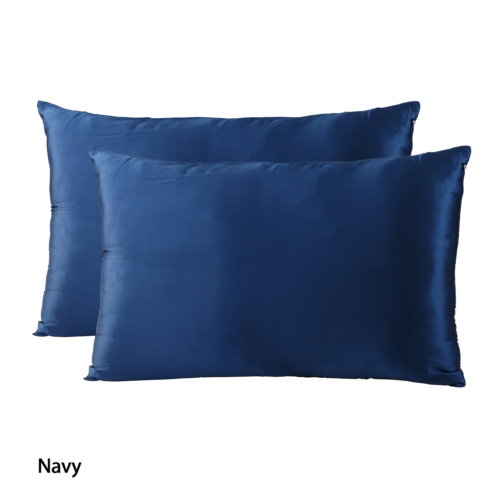 Royal Comfort Mulberry Soft Silk Hypoallergenic Pillowcase Twin Pack 51 x 76cm - Navy-Pillowcases-PEROZ Accessories