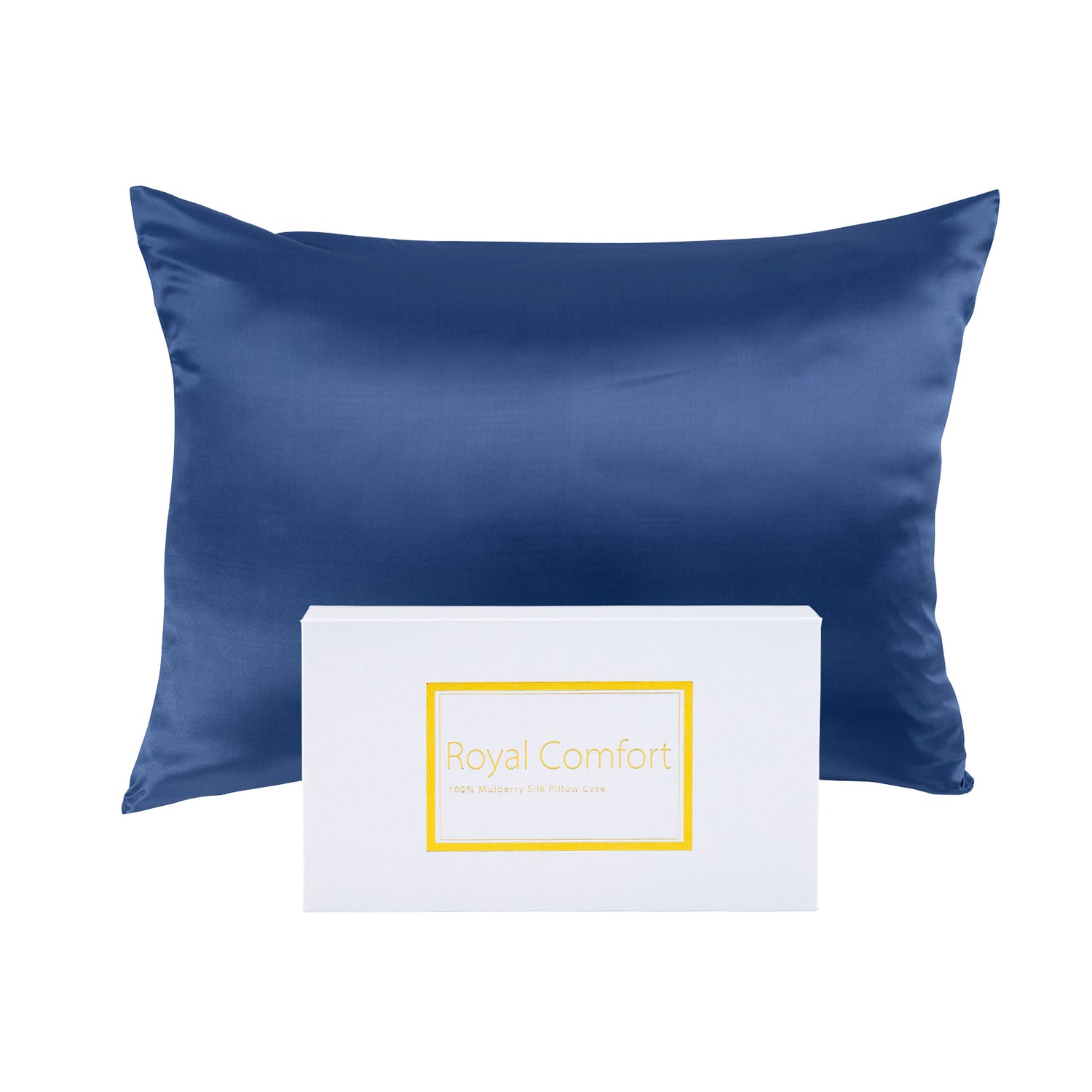 Royal Comfort Mulberry Soft Silk Hypoallergenic Pillowcase Twin Pack 51 x 76cm - Navy-Pillowcases-PEROZ Accessories