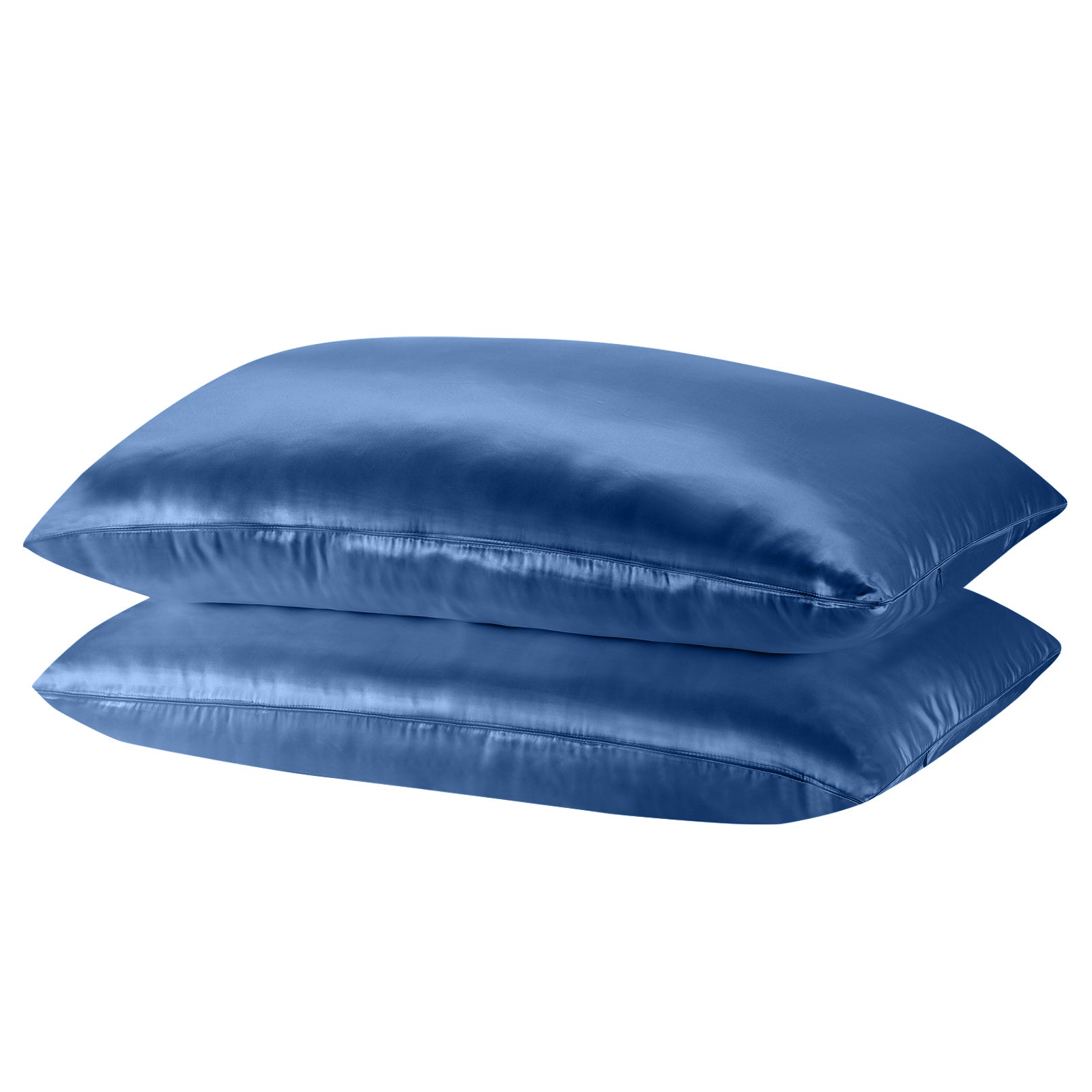Royal Comfort Mulberry Soft Silk Hypoallergenic Pillowcase Twin Pack 51 x 76cm - Navy-Pillowcases-PEROZ Accessories