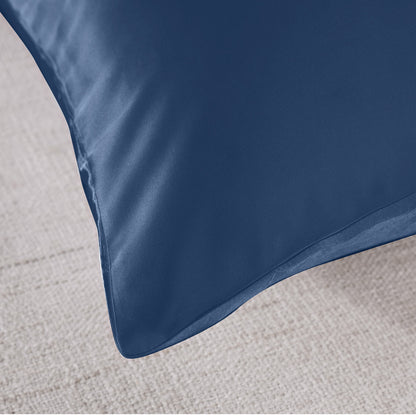 Royal Comfort Mulberry Soft Silk Hypoallergenic Pillowcase Twin Pack 51 x 76cm - Navy-Pillowcases-PEROZ Accessories