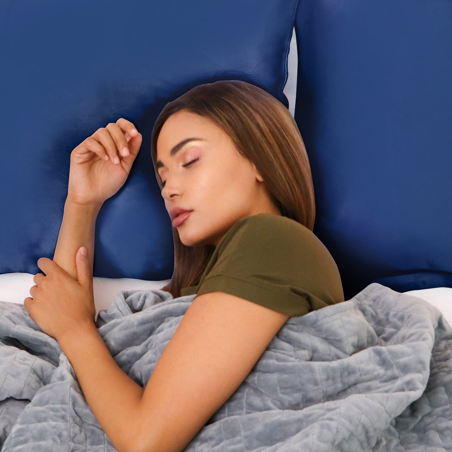 Royal Comfort Mulberry Soft Silk Hypoallergenic Pillowcase Twin Pack 51 x 76cm - Navy-Pillowcases-PEROZ Accessories