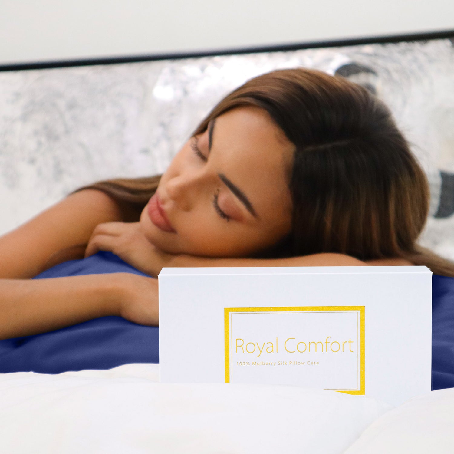 Royal Comfort Mulberry Soft Silk Hypoallergenic Pillowcase Twin Pack 51 x 76cm - Navy-Pillowcases-PEROZ Accessories